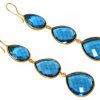 Gemshine - Damen - Ohrringe - 925 Silber - Vergoldet - Topas Quarz - Blau - CANDY - Tropfen - 9 cm – Bild 5