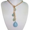 Gemshine - Damen - Halskette  - Lariat - Vergoldet - Aquamarin - Tropfen - Blau - 100 cm – Bild 5