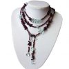 Gemshine - Damen - Halskette  - Lariat - Aquamarin - Quarz - Granat - Facettiert - Tropfen - Blau - Rot - 130 cm