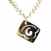 Gemshine - Damen - Halskette - Anhänger - Medaillon - Perlen - Perlmutt - Vergoldet - Bronze - Grau - Weiß - 7 cm – Bild 3