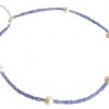 Gemshine - Damen - Halskette - Vergoldet - Tansanit - Blau - Lila - Perle - Weiß - 45 cm – Bild 5
