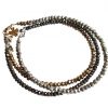 Gemshine - Damen - Armband Set - Trilogy - Gold - Silber - Schwarz - Pyrit - 925 Silber - Vergoldet