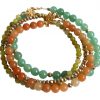 Gemshine - Damen - Armband Set - Golden Leaves - Jade - Aventurin - Grün - Orange - Vergoldet – Bild 3